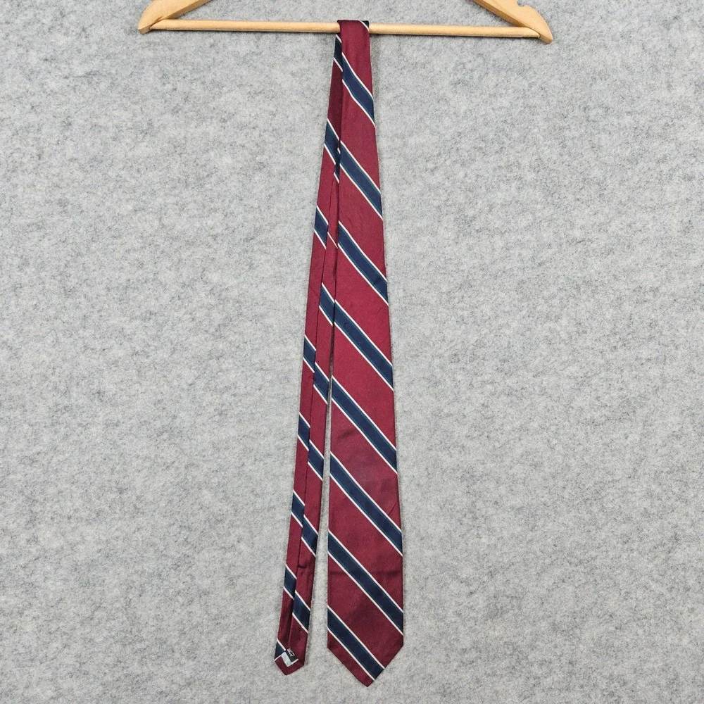 Robert Talbott‎ McCalls Men's Burgundy Blue Stripe Silk Neck Tie Hand Sewn SNAGS